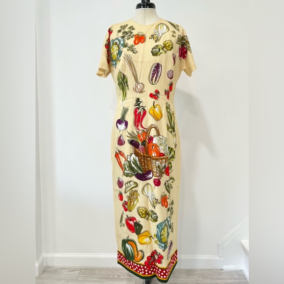 Dolce and Gabbana Painterly Vegetable Midi Dress - Picture 3 of 10
